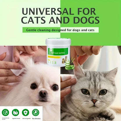 Lingettes nettoyantes pour oreilles d'animaux de compagnie, 200 pièces – Tampons jetables doux pour chats et chiens, élimination du cérumen et toilettage