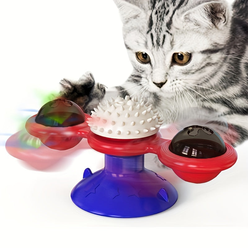 Moulin à vent rotatif pour chat – Jouet interactif et amusant