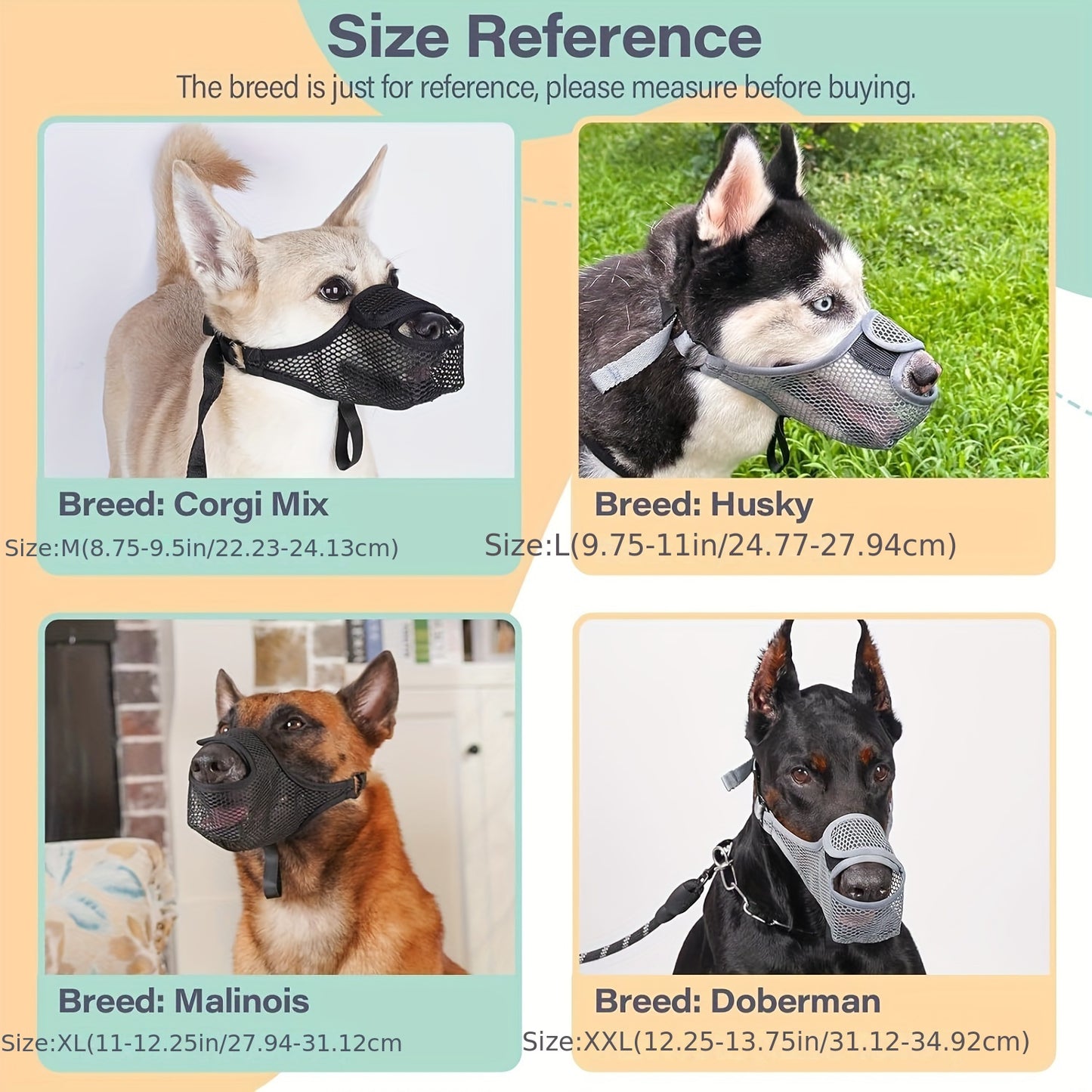 Muselière pour chien en maille respirante – Masque de sécurité confortable anti-aboiements et morsures pour animaux de compagnie