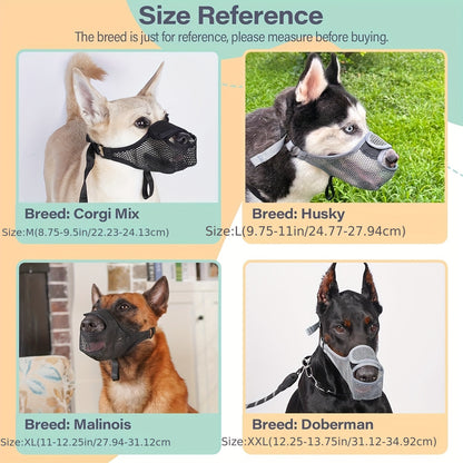 Muselière pour chien en maille respirante – Masque de sécurité confortable anti-aboiements et morsures pour animaux de compagnie