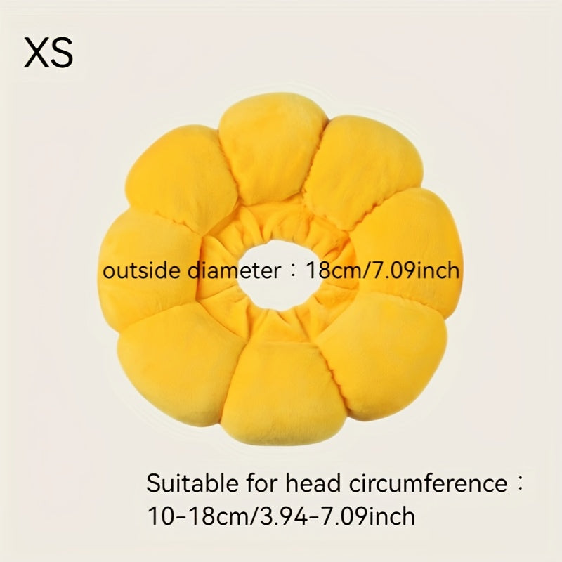 Soft Touch | Verstellbares Sonnenblumen-Halsband für Katzen und kleine Hunde – weiches Polyester, Cartoon-Design, Anti-Leck- und Kratzschutzkegel mit sicherem Schnallenriemen, Haustierhalsband 