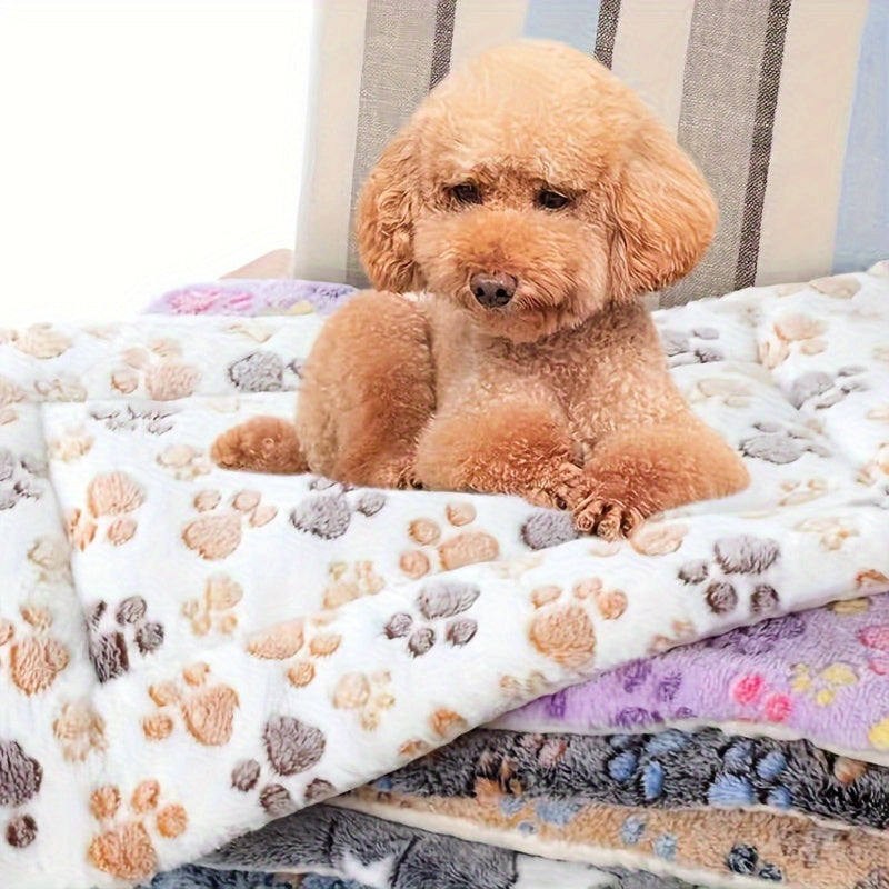 Coussin pour animal de compagnie à motif de pattes de chien au café de dessin animé – Matelas pour chat double couche, confortable et chaud