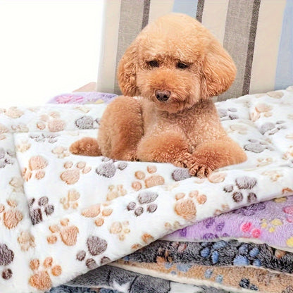 Coussin pour animal de compagnie à motif de pattes de chien au café de dessin animé – Matelas pour chat double couche, confortable et chaud