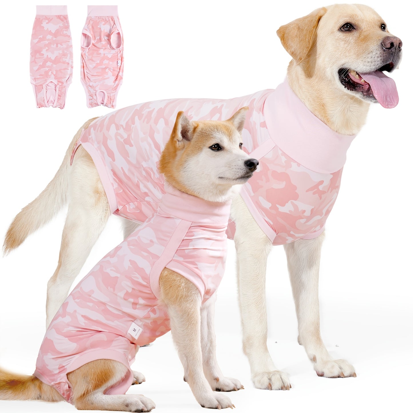 1-teiliger Genesungsanzug für Haustiere mit hohem Kragen, postoperative Hundekleidung aus Nylon und Elastan, einfaches An- und Ausziehen mit Magic Tape, leckfest, bequem für alle Jahreszeiten, Pullover aus Strickstoff für kleine bis große Hunderassen