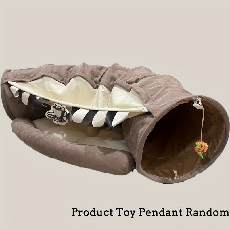 Tunnel pliable pour chat avec lit lavable – Jouet d'intérieur idéal pour les chats de petite et moyenne taille