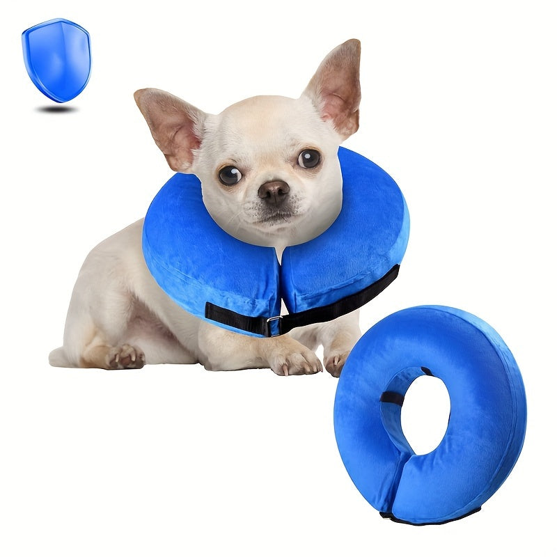Collier de récupération gonflable en PVC pour animaux de compagnie - Anneau de cou doux et confortable anti-morsure et anti-léchage pour chiens et chats - Facile à mettre et à enlever