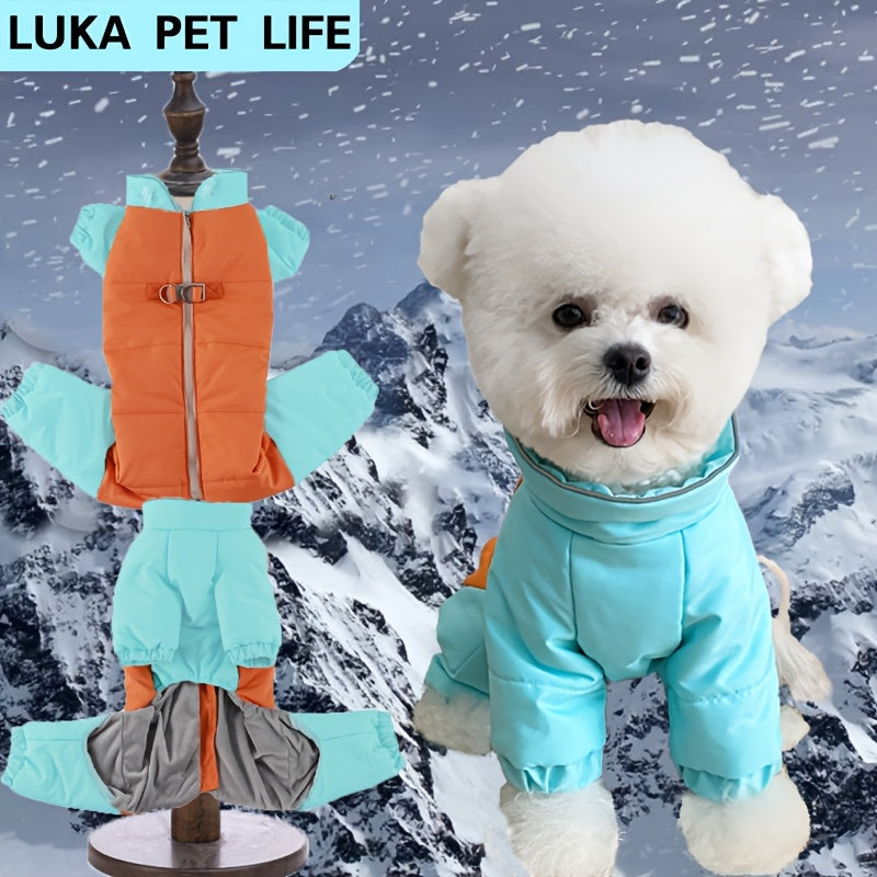 1 veste imperméable pour chien LUKA PET LIFE, doublure en polaire épaisse, vêtements chauds pour animaux de compagnie toutes saisons, fermeture éclair en polyester adaptée aux petites, moyennes et grandes races - Lavable en machine 