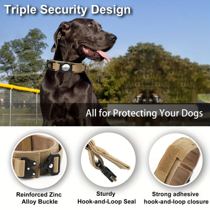 Tactical Dog Collar for AirTag – Heavy-Duty Nylon Collar for Medium to Large Dogs