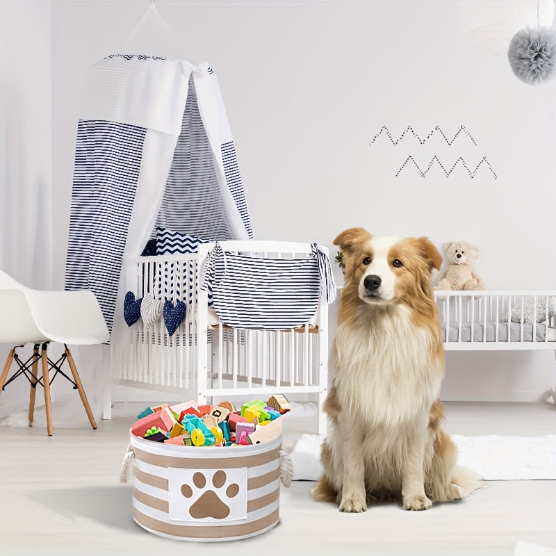Boîte de rangement pour jouets pour animaux de compagnie - Organisateur d'accessoires pour chiens avec poignée en corde pour jouets, vêtements et produits de nettoyage