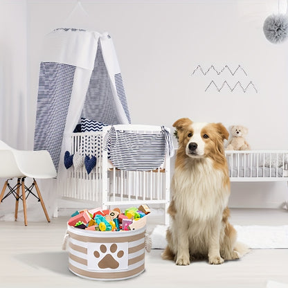 Boîte de rangement pour jouets pour animaux de compagnie - Organisateur d'accessoires pour chiens avec poignée en corde pour jouets, vêtements et produits de nettoyage