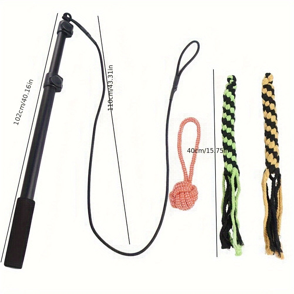 1 baguette rétractable durable pour chien - Jouet à mâcher en mélange résistant aux morsures avec attaches en corde colorées pour races moyennes - Bâton de dressage interactif pour animaux de compagnie, jouets pour chiens