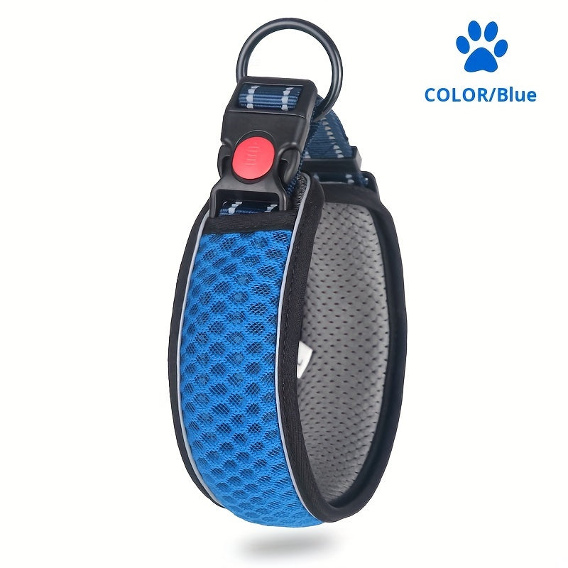 Collier réfléchissant réglable pour chien avec sangle de cou rembourrée – Respirant, à dégagement rapide et sans danger la nuit