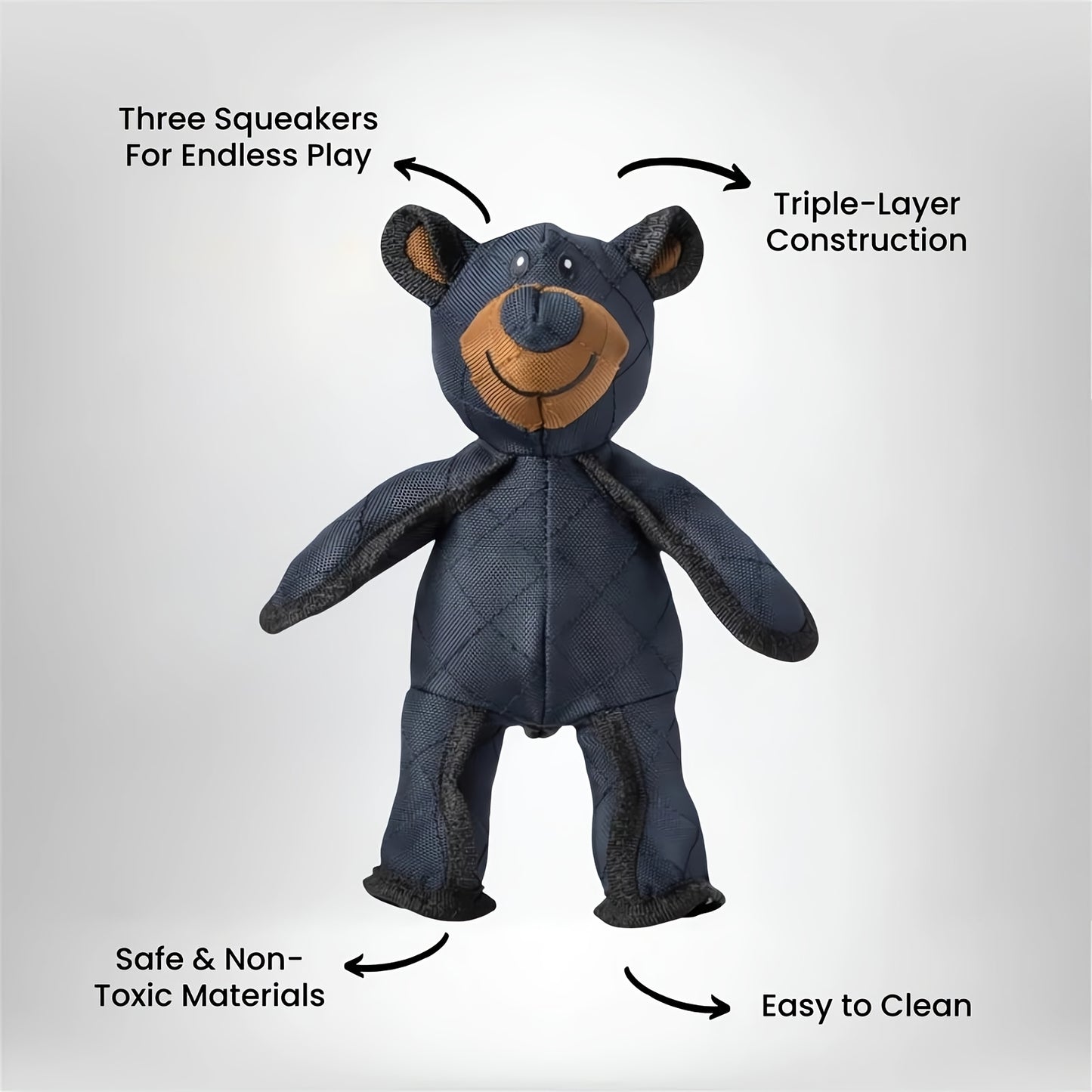 1 jouet durable pour chien en forme d'ours, peluche indestructible pour les gros mâcheurs, compagnon incassable et grinçant pour les mâcheurs agressifs, grande race recommandée