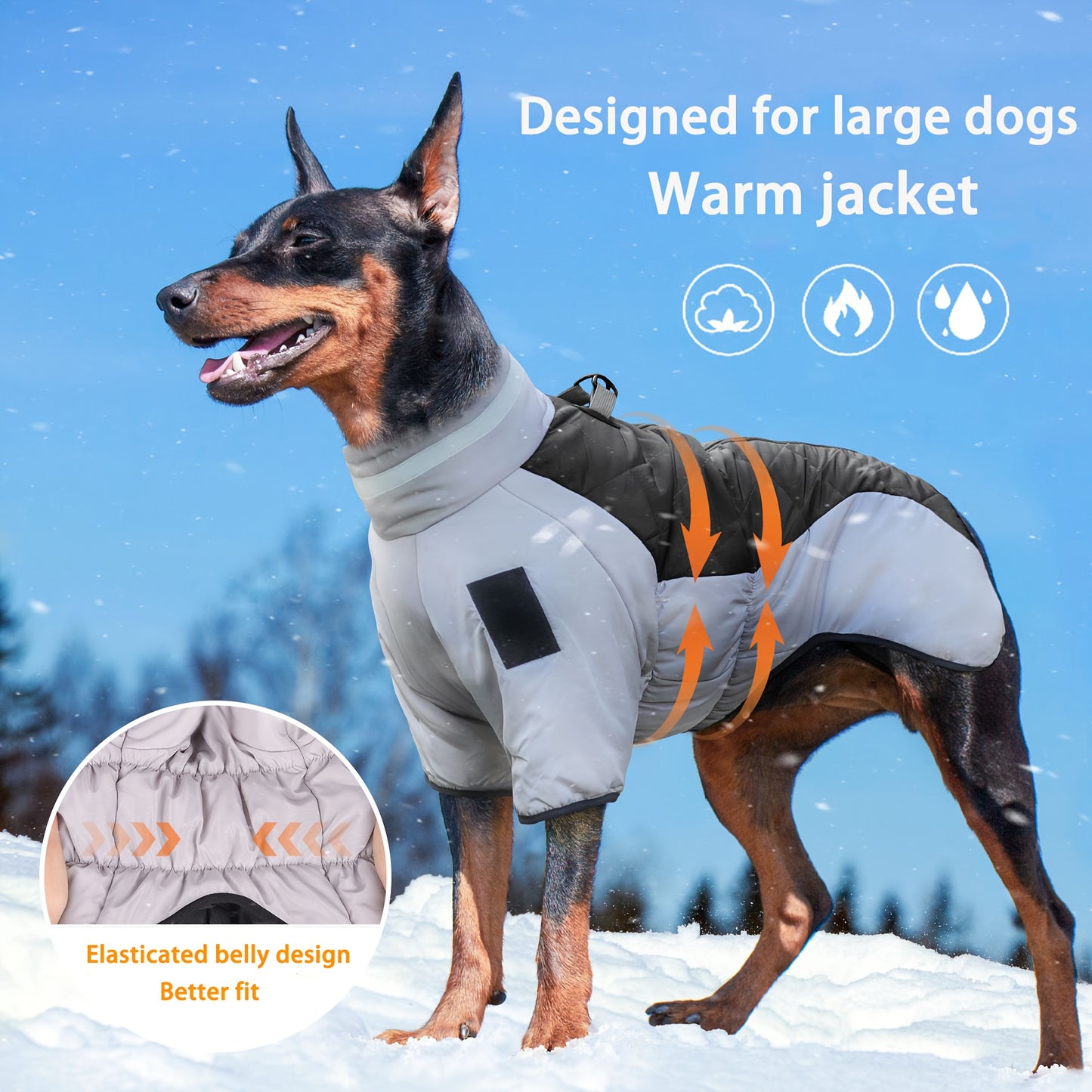 Manteau d'hiver pour chien – Chaud, coupe-vent, avec attache pour laisse pour les activités de plein air par temps froid