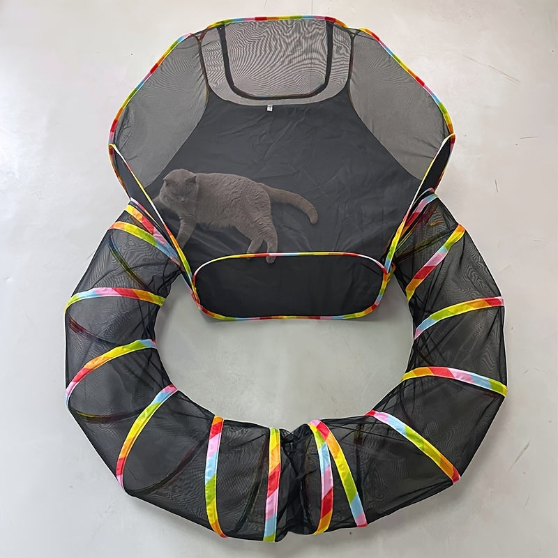 Cage pour animaux de compagnie, tunnel pour chat, ensemble portable et pliable, tente pour animaux de compagnie, jouet d'apprivoisement, passage extérieur, clôture pour chat et chien