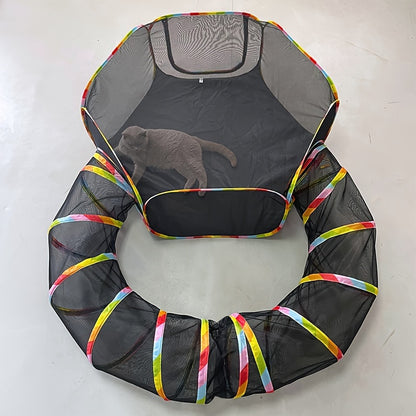 Cage pour animaux de compagnie, tunnel pour chat, ensemble portable et pliable, tente pour animaux de compagnie, jouet d'apprivoisement, passage extérieur, clôture pour chat et chien
