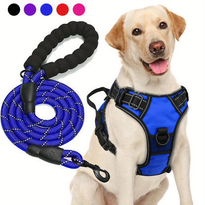 Ensemble harnais et laisse réfléchissants pour chien - Réglable et durable