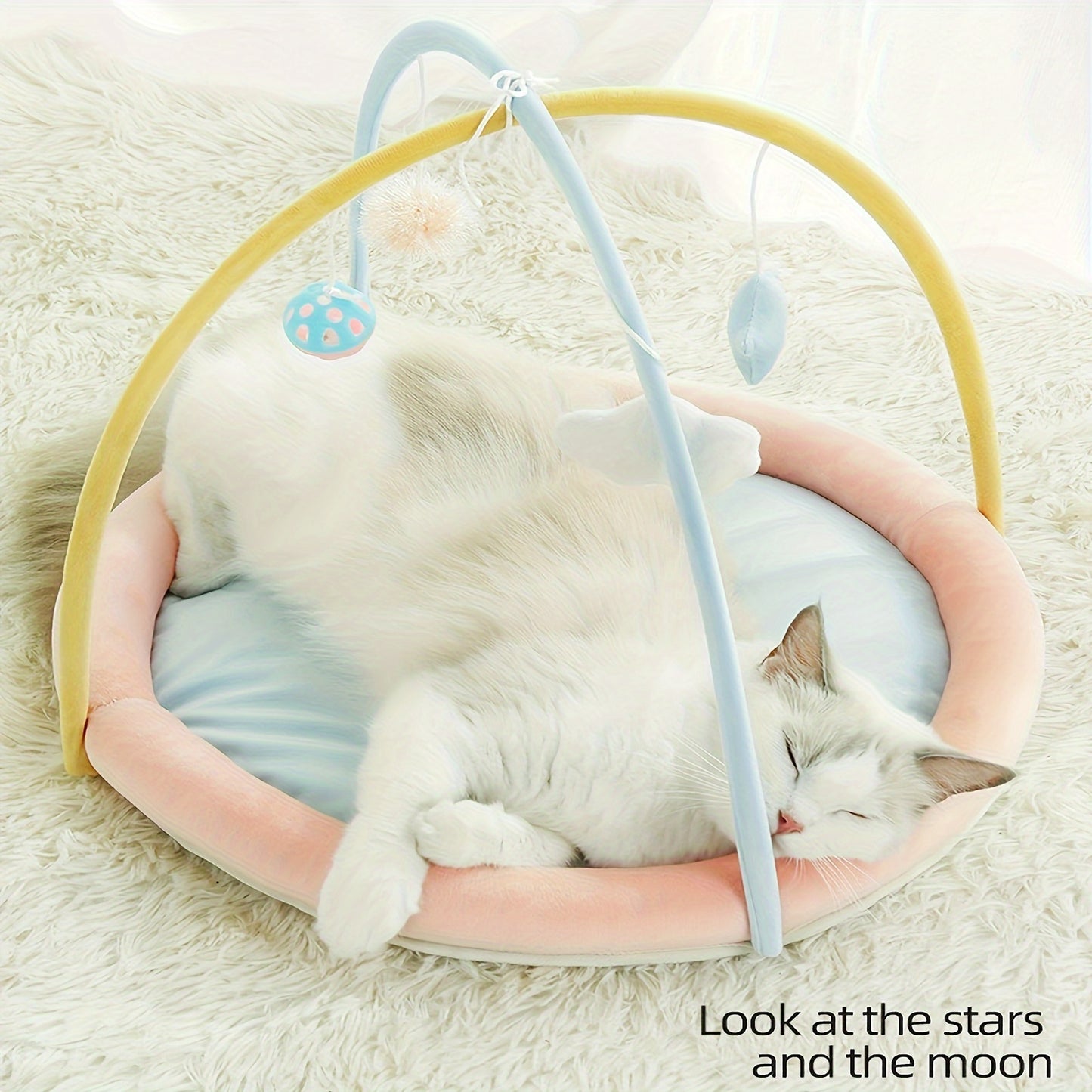Centre d'activités pour chats avec jouets suspendus – Tente de jeu multifonctionnelle pour un divertissement interactif