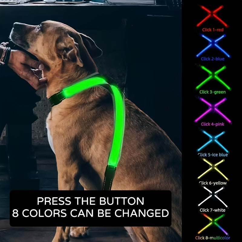 Gilet LED rechargeable pour animaux de compagnie à 8 couleurs - Gardez votre chien en sécurité et visible la nuit avec des lumières clignotantes - Convient aux chiens de taille moyenne et grande