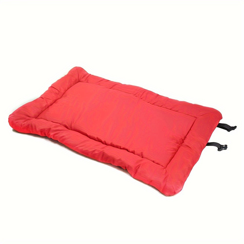 Portable Waterproof Pet Cushion for Dogs, Foldable & Rollable Design, Non-Skid Bottom, Polyester Fiber Filling, Rectangle Shape, Ideal for Outdoor Camping, Car & Home Use, Suitable for Small to Medium Breeds