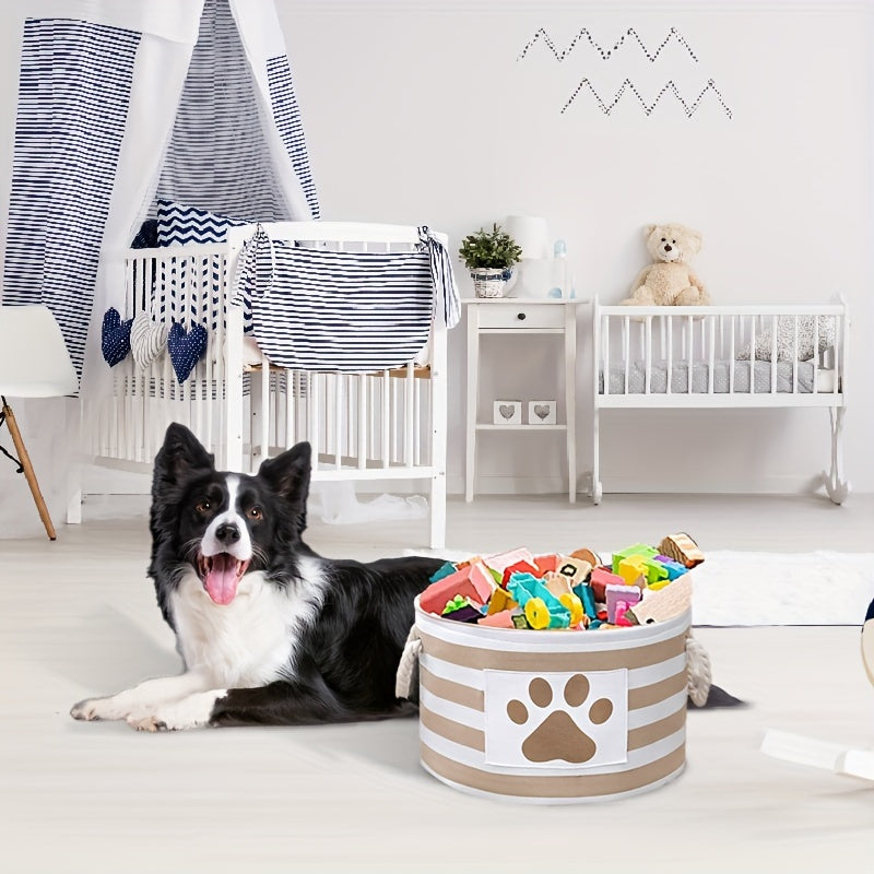 Boîte de rangement pour jouets pour animaux de compagnie - Organisateur d'accessoires pour chiens avec poignée en corde pour jouets, vêtements et produits de nettoyage