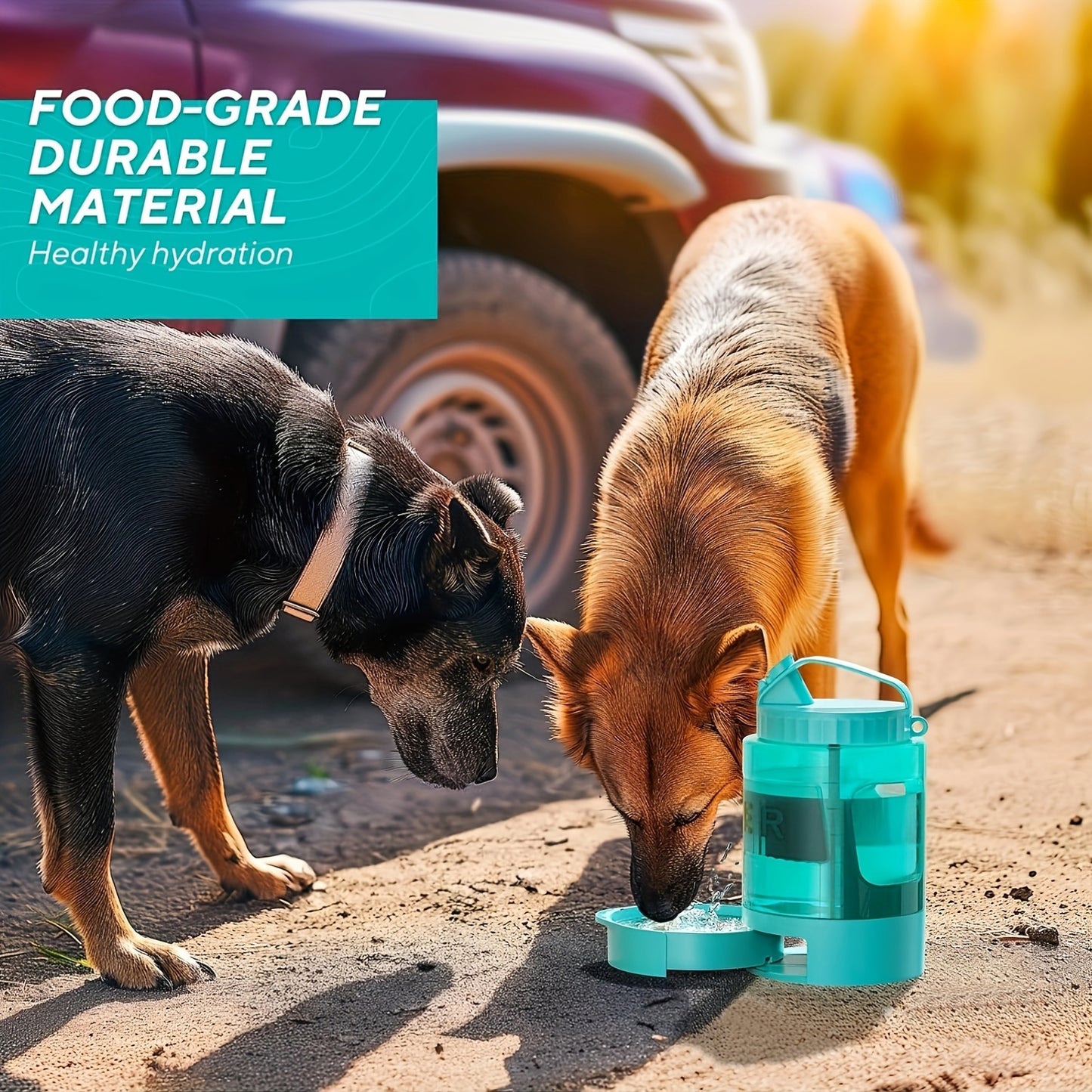 Bouteille d'eau pour chien Ocean Blue de grande capacité de 74 oz avec bol intégré - Portable et étanche pour la randonnée, le camping et les jeux au parc - Idéale pour les races de petite à moyenne taille 