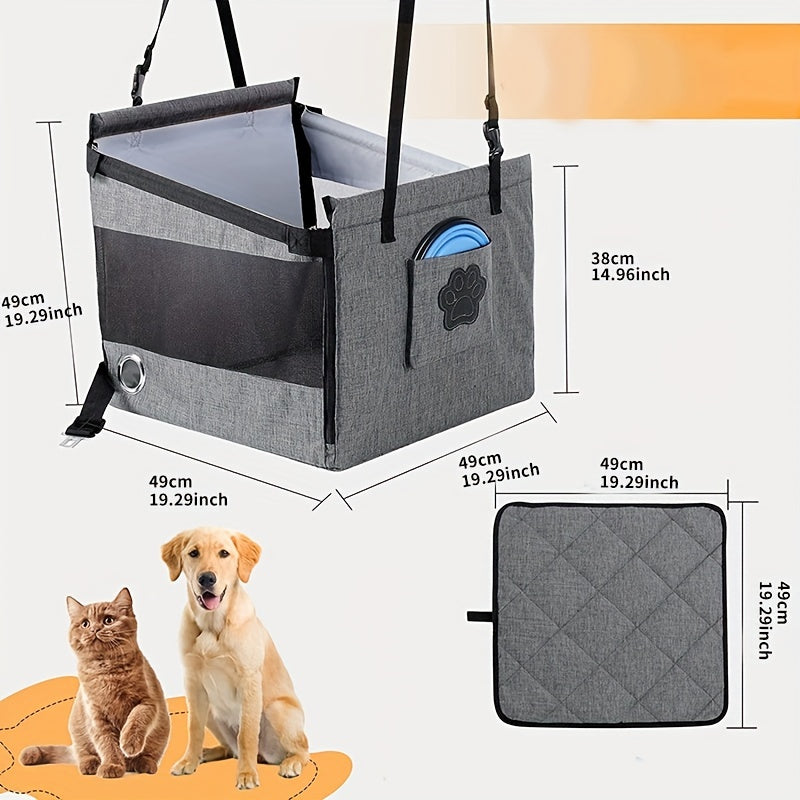 Siège auto pour chien Siège auto confortable et imperméable Niche pour chien Cage pour animal de compagnie Panier pour chien pliable et respirant 