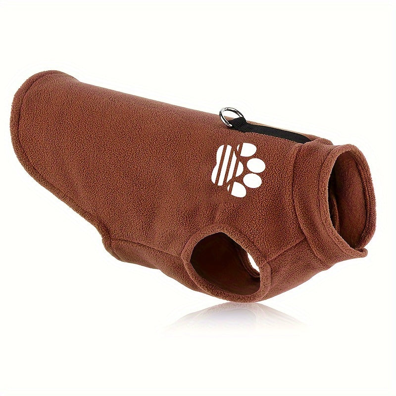 [Leashready Vest] Plush Dog Paw Vest - Cozy Knit Pet Sweater for Small to Extra Small Breeds, Machine Washable, All-Season Comfort in Green, Brown, Purple, Pink with Leash Attachment, Dog Sweater