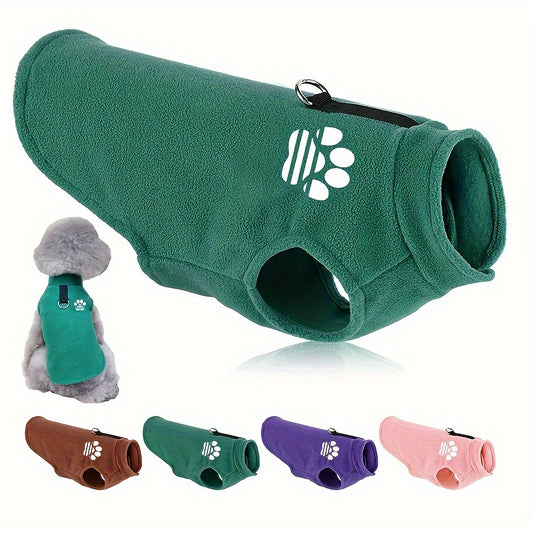 [Leashready Vest] Plush Dog Paw Vest - Cozy Knit Pet Sweater for Small to Extra Small Breeds, Machine Washable, All-Season Comfort in Green, Brown, Purple, Pink with Leash Attachment, Dog Sweater