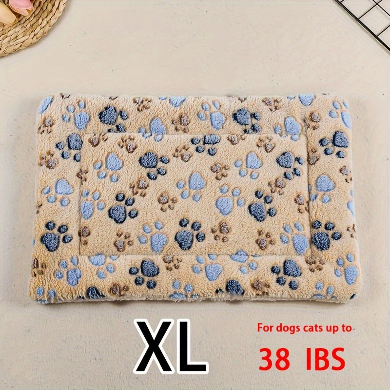 Coussin pour animal de compagnie à motif de pattes de chien au café de dessin animé – Matelas pour chat double couche, confortable et chaud