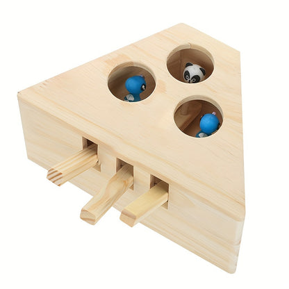Jouet interactif en bois pour chat - Jeu d'attrape-souris 