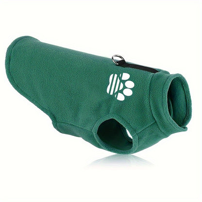[Leashready Vest] Plush Dog Paw Vest - Cozy Knit Pet Sweater for Small to Extra Small Breeds, Machine Washable, All-Season Comfort in Green, Brown, Purple, Pink with Leash Attachment, Dog Sweater
