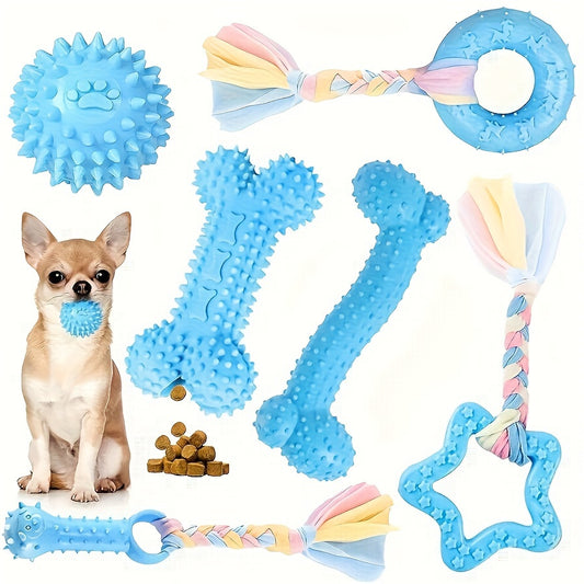 Lot de 6 jouets à mâcher pour chiots de petite taille et chiots, durables et non toxiques, jouets en caoutchouc pour la dentition et le nettoyage des dents