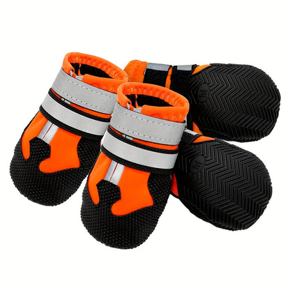 Lot de 4 bottes imperméables pour chien avec sangles réfléchissantes, gardez la patte de votre chien en sécurité et au sec