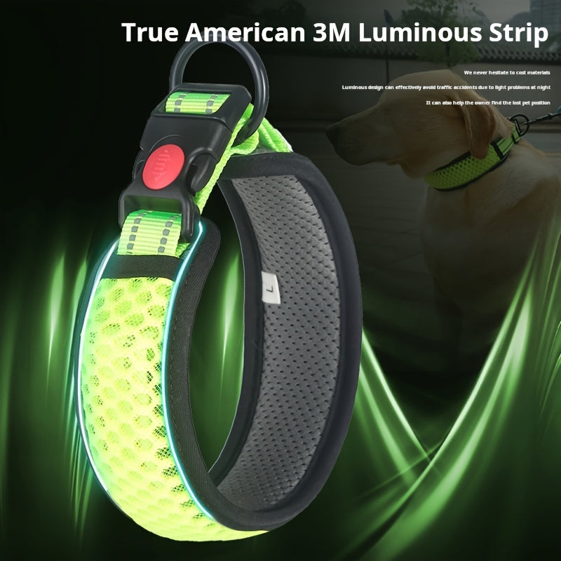 Collier réfléchissant réglable pour chien avec sangle de cou rembourrée – Respirant, à dégagement rapide et sans danger la nuit