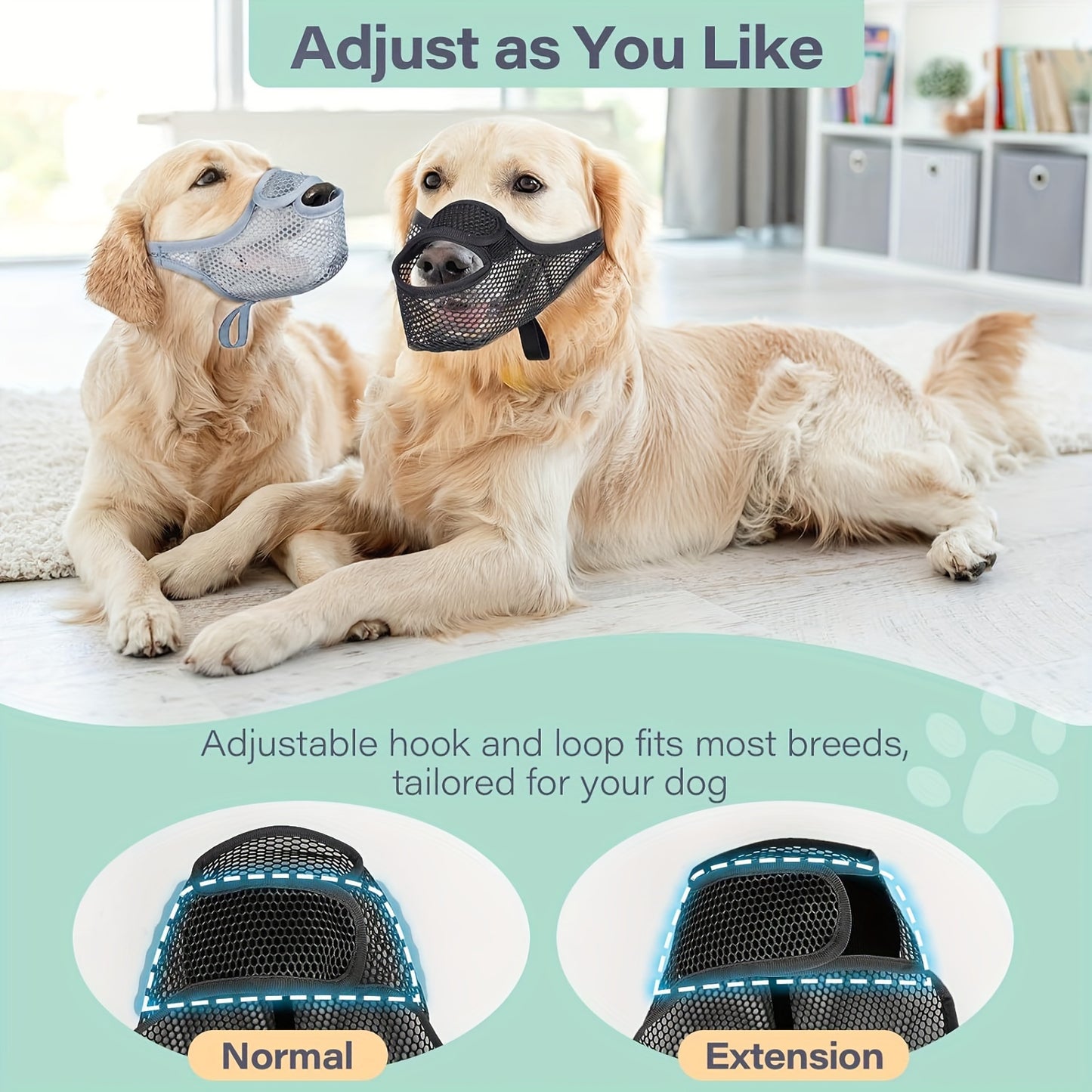 Muselière pour chien en maille respirante – Masque de sécurité confortable anti-aboiements et morsures pour animaux de compagnie