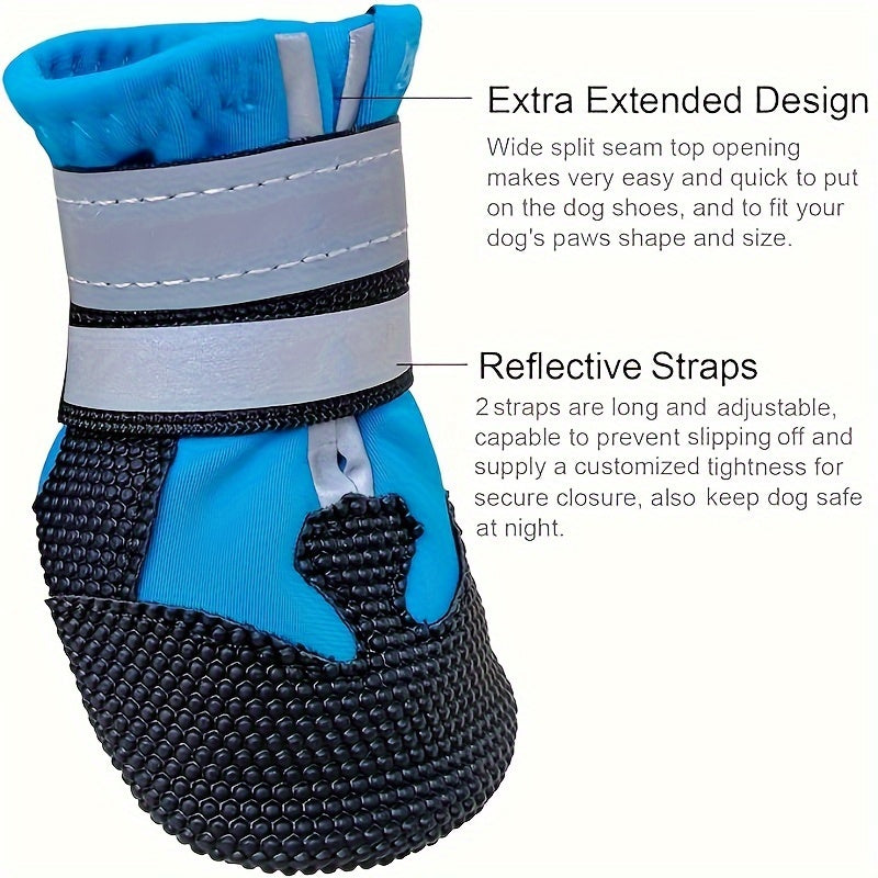 Lot de 4 bottes imperméables pour chien avec sangles réfléchissantes, gardez la patte de votre chien en sécurité et au sec