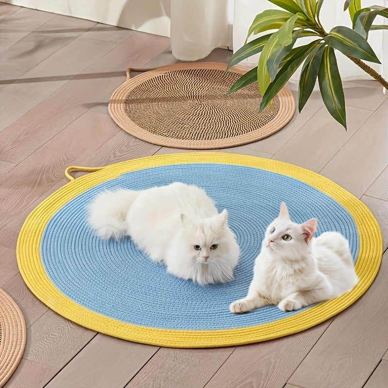 Lit pour chat et griffoir 2 en 1 en corde de jute Whisker Wonders – Tapis pour animaux de compagnie durable, lavable et tissé à la main