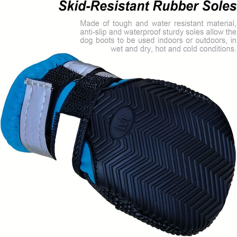 Lot de 4 bottes imperméables pour chien avec sangles réfléchissantes, gardez la patte de votre chien en sécurité et au sec
