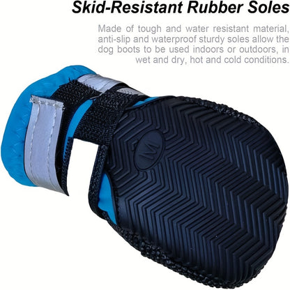 Lot de 4 bottes imperméables pour chien avec sangles réfléchissantes, gardez la patte de votre chien en sécurité et au sec