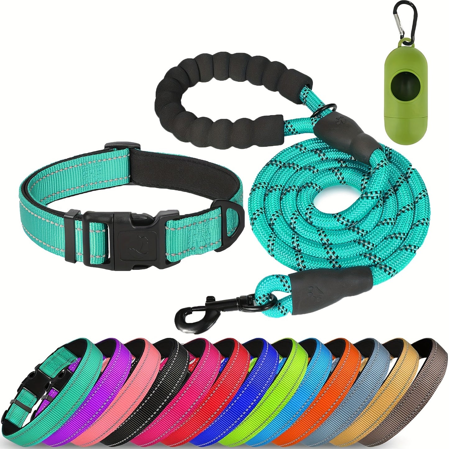 Ensemble laisse et collier pour animaux de compagnie JOYTALE, laisse réfléchissante et collier en nylon réglable pour chiens de petite, moyenne et grande taille