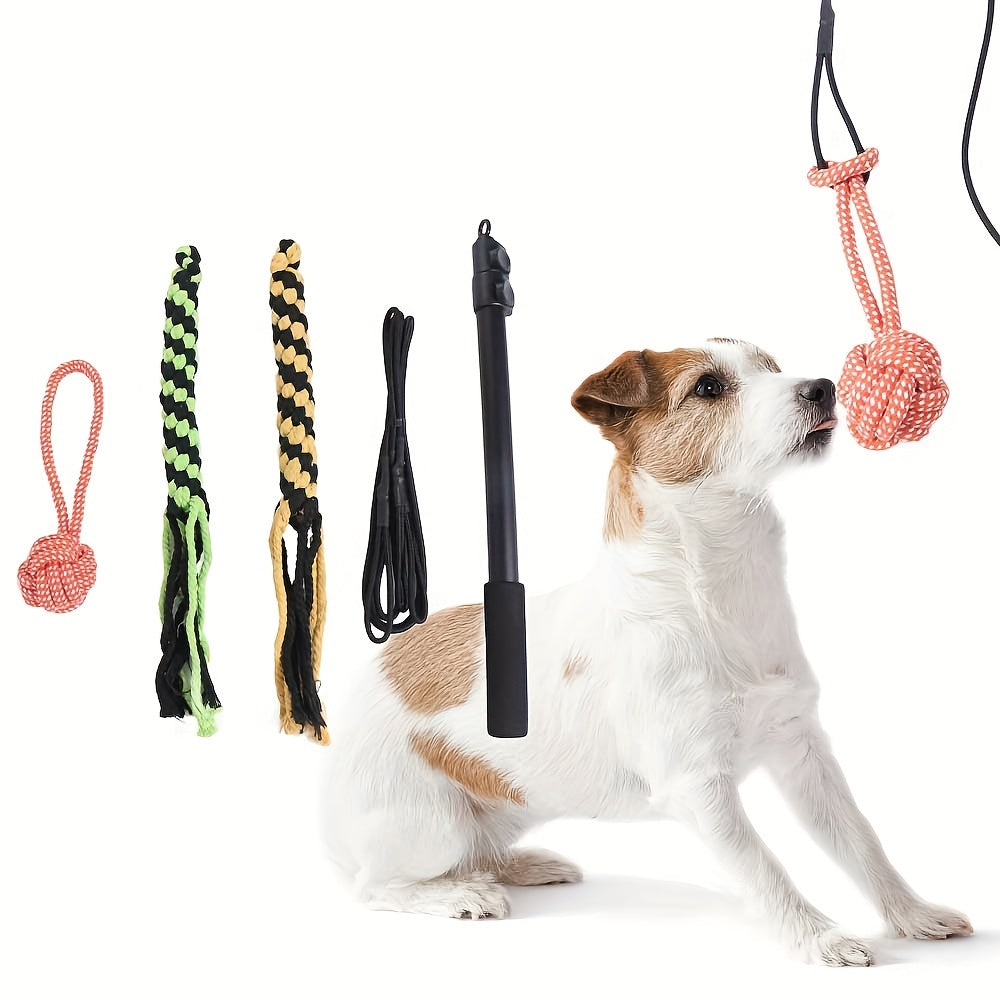 1 baguette rétractable durable pour chien - Jouet à mâcher en mélange résistant aux morsures avec attaches en corde colorées pour races moyennes - Bâton de dressage interactif pour animaux de compagnie, jouets pour chiens
