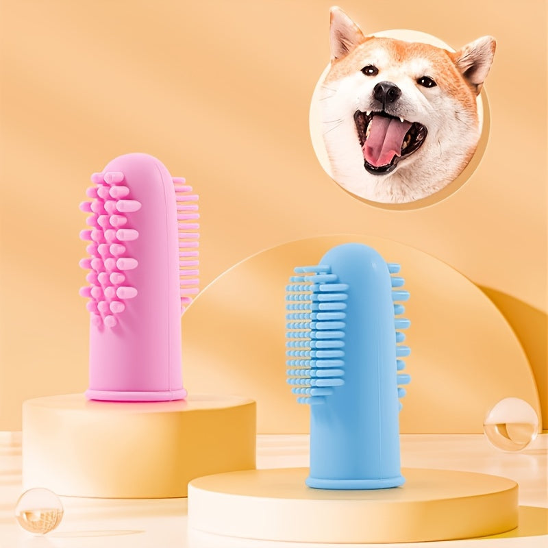 [Choix populaire] Lot de 2 brosses à dents et dentifrice en silicone pour chiens et chats - Soins bucco-dentaires doux, matériau durable