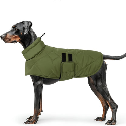 Manteau imperméable pour chien avec tissu tricoté, veste d'hiver remplie de polyester, lavable en machine, bordure réfléchissante, avec attache sécurisée, pour petites, moyennes et grandes races, idéal pour les vêtements d'extérieur automne/hiver
