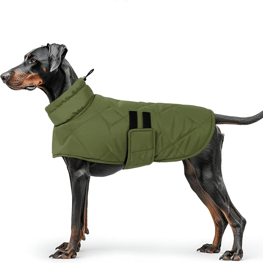 Manteau imperméable pour chien avec tissu tricoté, veste d'hiver remplie de polyester, lavable en machine, bordure réfléchissante, avec attache sécurisée, pour petites, moyennes et grandes races, idéal pour les vêtements d'extérieur automne/hiver