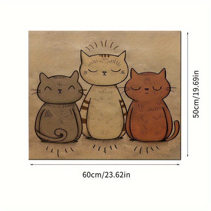 1 tapis d'alimentation pour animaux de compagnie imperméable et résistant à l'huile sur le thème du chat mignon - Set de table en polyester toutes saisons facile à nettoyer pour chats et chiens
