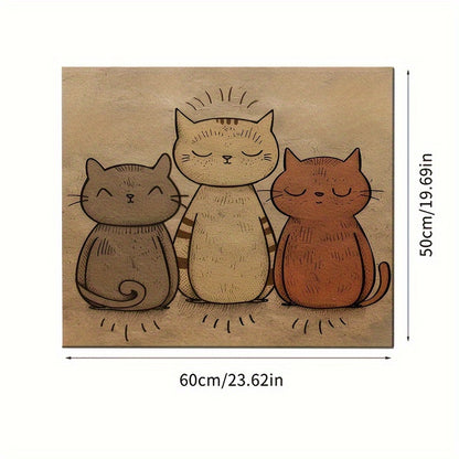 1 tapis d'alimentation pour animaux de compagnie imperméable et résistant à l'huile sur le thème du chat mignon - Set de table en polyester toutes saisons facile à nettoyer pour chats et chiens