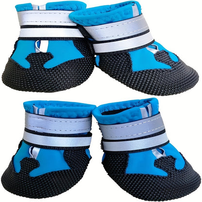 Lot de 4 bottes imperméables pour chien avec sangles réfléchissantes, gardez la patte de votre chien en sécurité et au sec