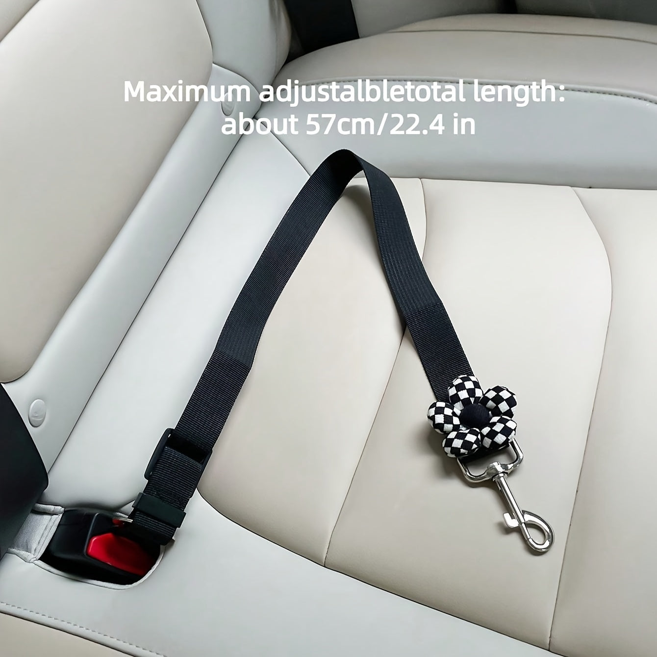Ceinture de sécurité réglable pour animaux de compagnie – Polyester durable avec jolie breloque en forme de fleur pour la sécurité des chiens et des chats