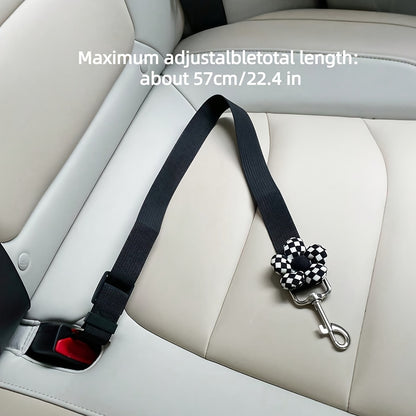 Ceinture de sécurité réglable pour animaux de compagnie – Polyester durable avec jolie breloque en forme de fleur pour la sécurité des chiens et des chats